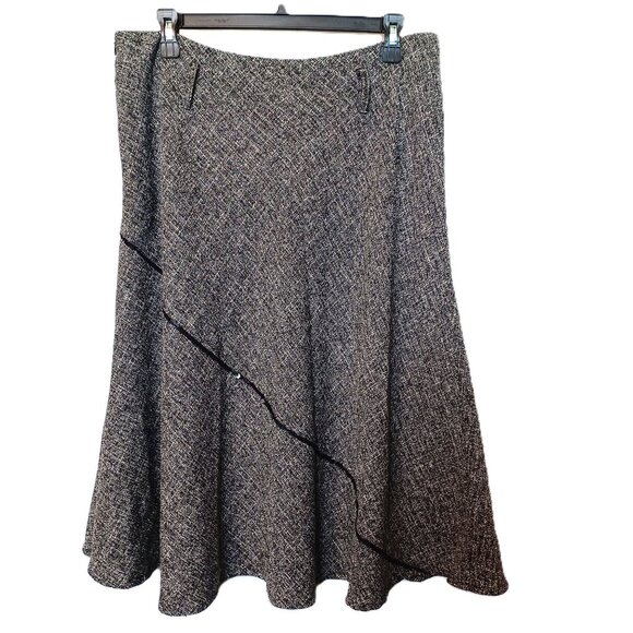 Richard Malcolm Tweed A-Line Skirt With Black Accents Size 10 Polyester/Rayon Bl - Picture 1 of 6